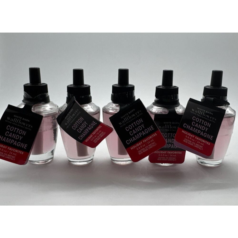 White Barn Bath & Body Works Wallflower Refill Bulb Lot 5 COTTON CANDY CHAMPAGNE